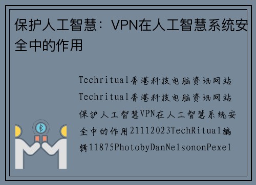 保护人工智慧：VPN在人工智慧系统安全中的作用